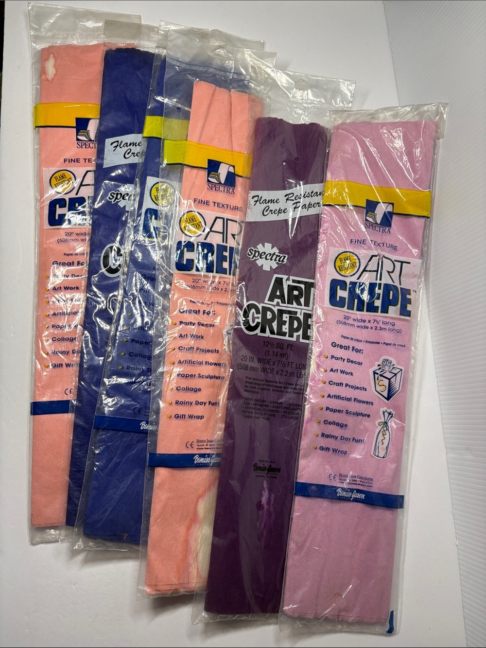 Spectra Art Crepe Paper Sheets — Pink Blue & Purple Assortment
